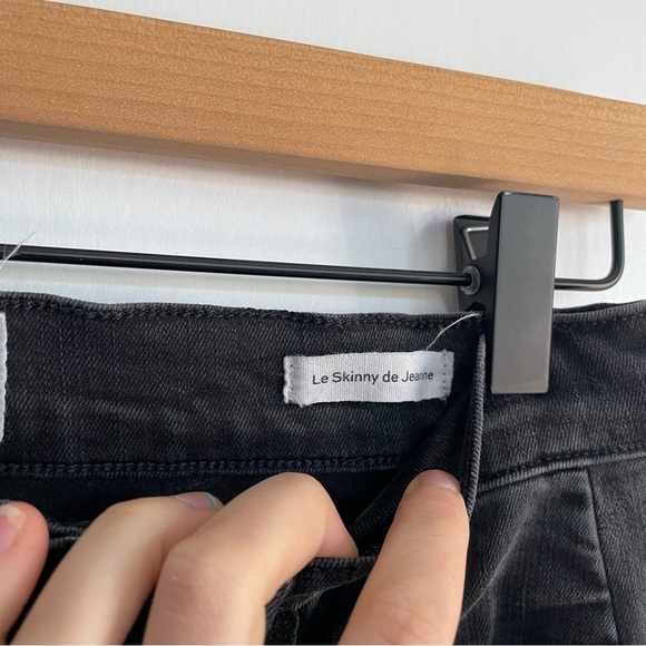 Frame Le Skinny de Jeanne Tuxedo Stripe Black Jeans Side Step Crop Pants Size 28 - Picture 10 of 12